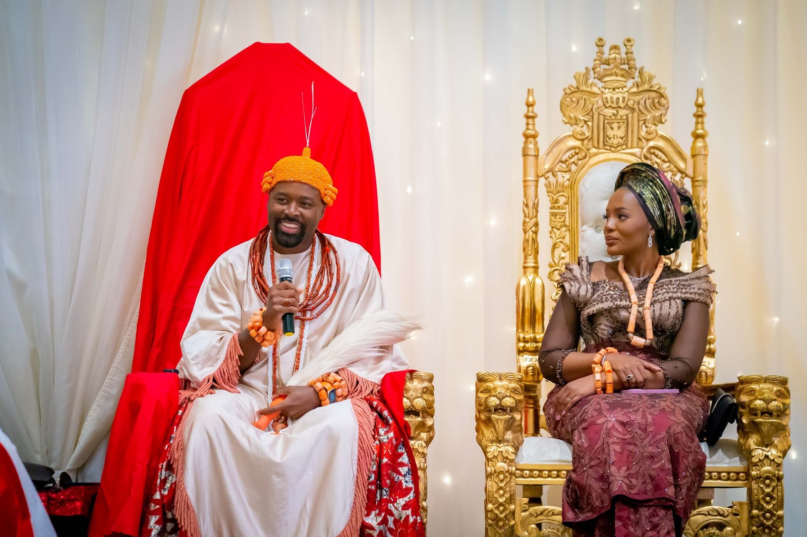 The Olu and Olori of Warri seated together
